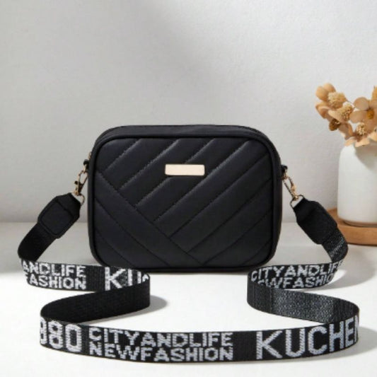 Black Leather Handbag for Girls & Women | Stylish Shoulder & Crossbody Bag | Daily Use & Gift