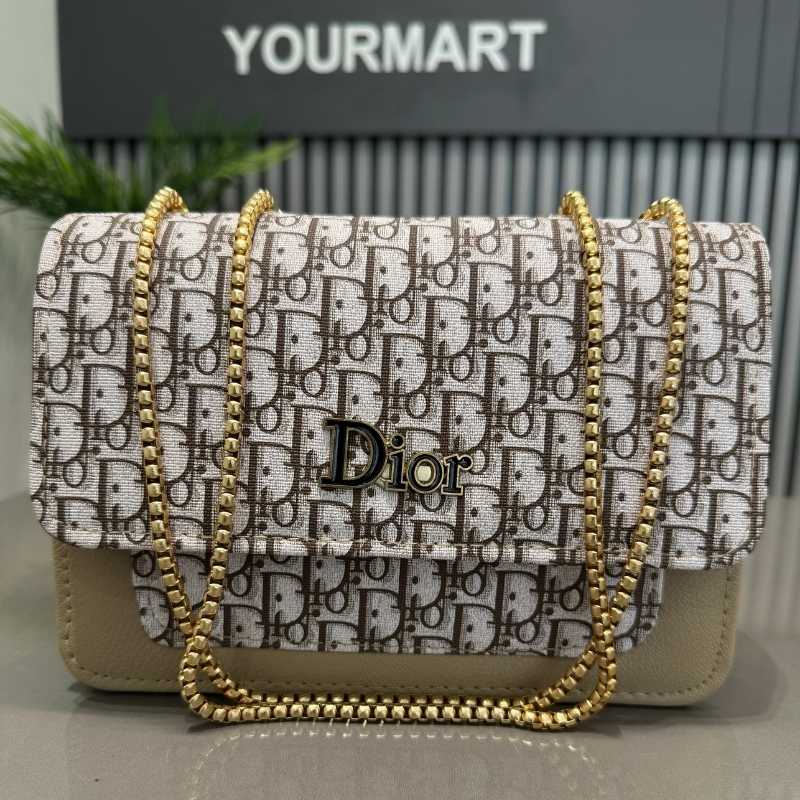 Beige | Dior Oblique Canvas & Leather Flap Clutch | Luxury Designer Handbag for Women