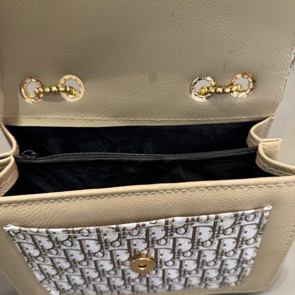 Beige | Dior Oblique Canvas & Leather Flap Clutch | Luxury Designer Handbag for Women